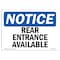 Signmission OSHA Notice, 5" Height, Rear Entrance Available Sign, 7" X 5", Landscape OS-NS-D-57-L-17989 - alternate 1